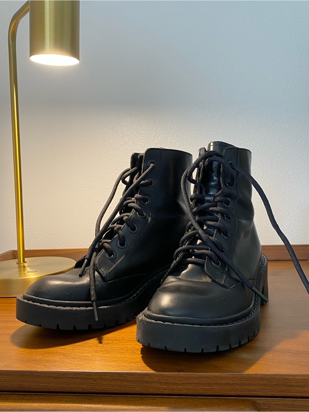 Kenzo Black Lace-Up Platform Combat Boots - Picture 5 of 10